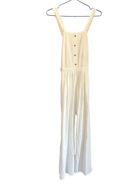 Roxy Cream Textured Knit Button-Front Jumpsuit